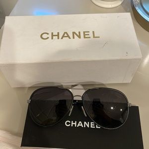 Chanel Pilot Sunglasses (Black/Gray)